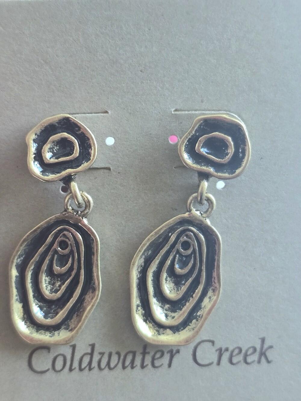 Coldwater Creek Gold-Tone Textured Organic Drop Earrings